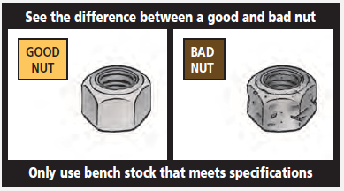 Only use bench stock that meets specifications